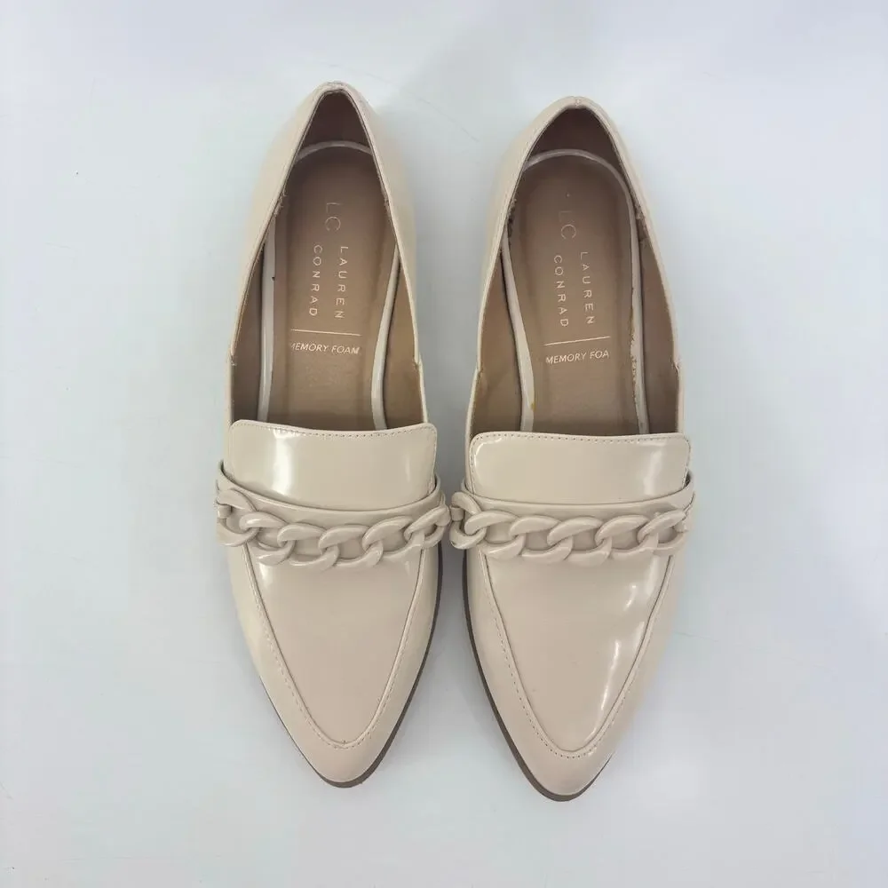 Lauren Conrad Demii Bone Loafers Women’s 8.5 Beige Patent Leather Flats - Picture 7 of 11